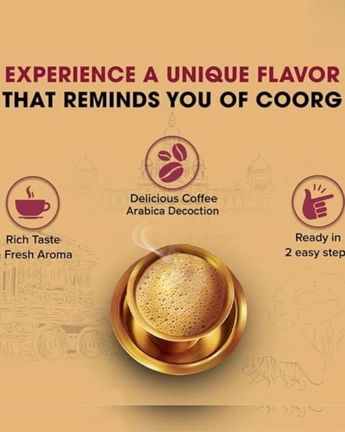 Cothas Ready To Use Filter Coffee Decoction - Each Pouch 200ml Pack of 4 = 2lbs [ Ro Purified Water70% Coffee 30% Chicory ]