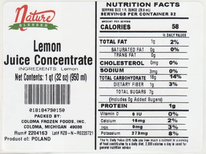 Nature Blessed 100% Pure Lemon Fruit Juice Concentrate - 4 Quarts (4/32 fl oz bottles) Great for Home Vintners Brewers Cider Spirits or Smoothies