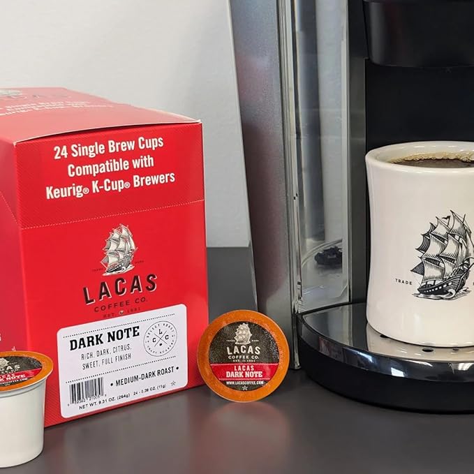 Lacas Coffee Dark Note Single Serve Cups 96 Total – Bold &amp Full-Bodied Medium-Dark Roast