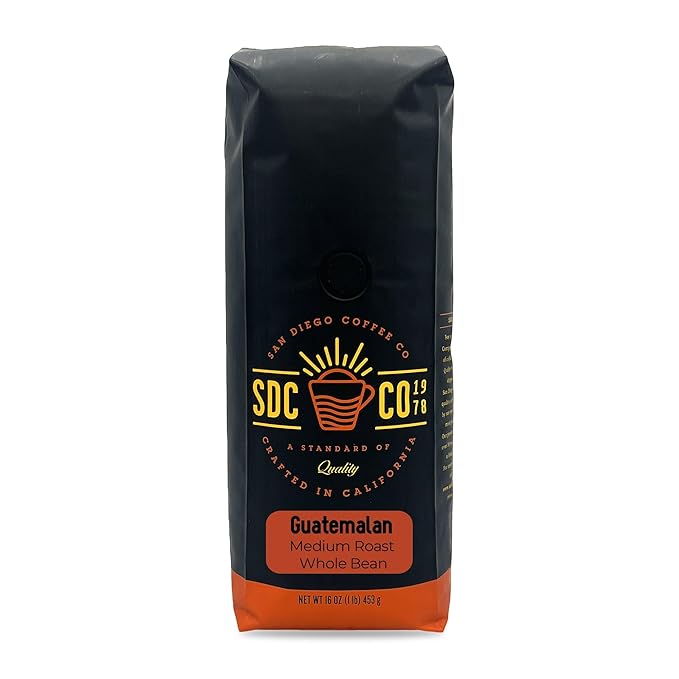 San Diego Coffee Guatemalan Medium Roast Whole Bean Coffee 16-Ounce Bag Café en grano tostado