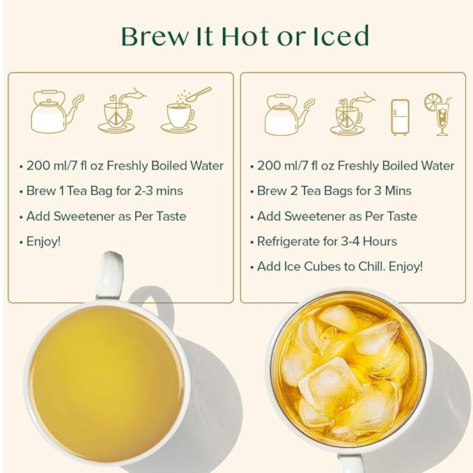 VAHDAM Lemon Ginger Tea Bags (100 Green Tea Bags) Low Caffeine | Fruity Flavor - Zesty Lemon &amp Ginger Orange Peel | Resealable Ziplock Pouch | Brew Hot or Iced Tea