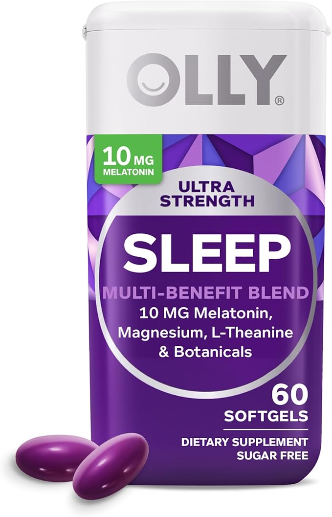 OLLY Ultra Strength Sleep Softgels and Heavenly Hair Gummy Supplement Bundle - 60 Count Each