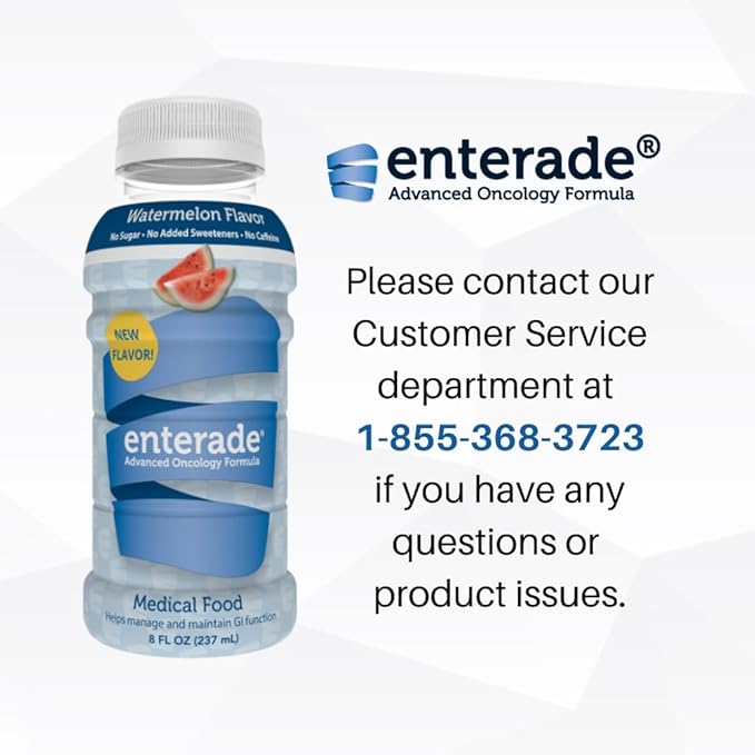 enterade Advanced Oncology Watermelon 12 Pack Clinically Proven Formula to Reduce GI Side Effects Chemotherapy must have for women and men Chemo Supportive Care Beverage Liquid 8 oz Bottles