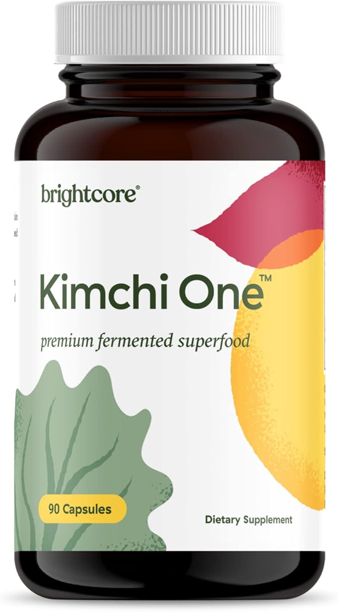 Brightcore Nutrition - Kimchi One Kimchi Powder Capsules Probiotics Enzymes &amp Antioxidant Supplement Premium Gut Health Superfood for Overall Well Being Gluten-Free 90 Vegan Capsules