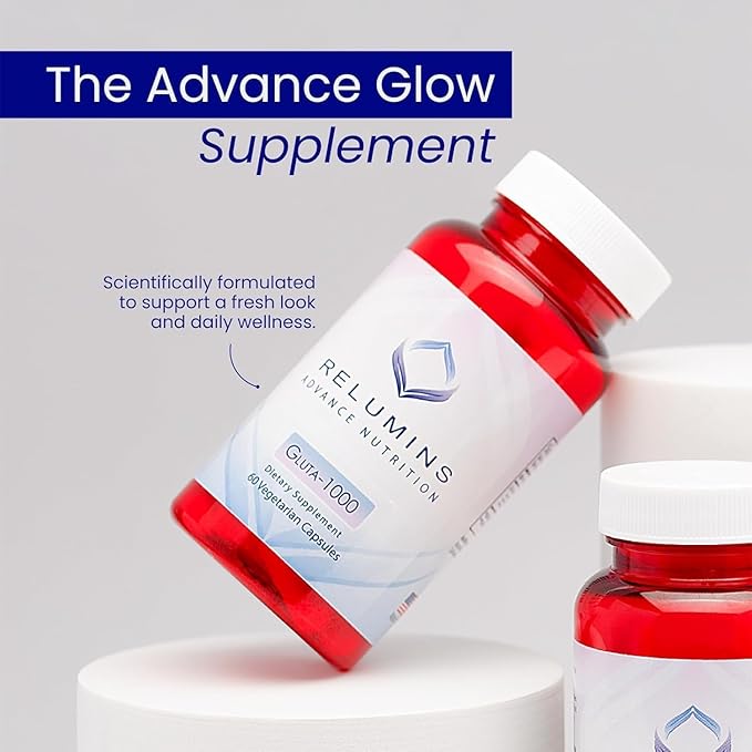 Relumins Premium Collagen &amp Gluta-1000 Bundle - 10 Sachets of Marine Collagen (Blueberry Flavor) + 60 Vegetarian Capsules - Supports Skin Care &amp Wellness