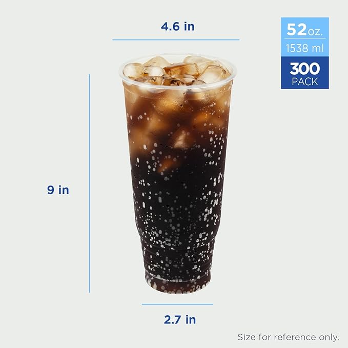 Karat [52oz - 300ct PP Plastic Cold Disposable Plastic Cups - BPA-Free 117mm Diameter Drinking Cups for Cold Beverages Iced Coffee Water Ideal for Parties and Events
