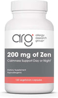 Allergy Research Group ARG 200 mg of Zen - Supports Calm and Stress Balance - Delivers 200 mg L-Theanine &amp 550 mg GABA per Serving - Vegetarian &amp Hypoallergenic - 60 Servings - 120 Capsules