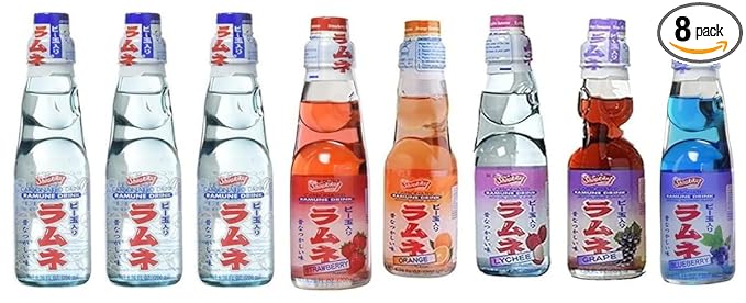 RAMUNE Japanese Soft Drink Variety 8-Pack 6.76 Fluid Ounce Each