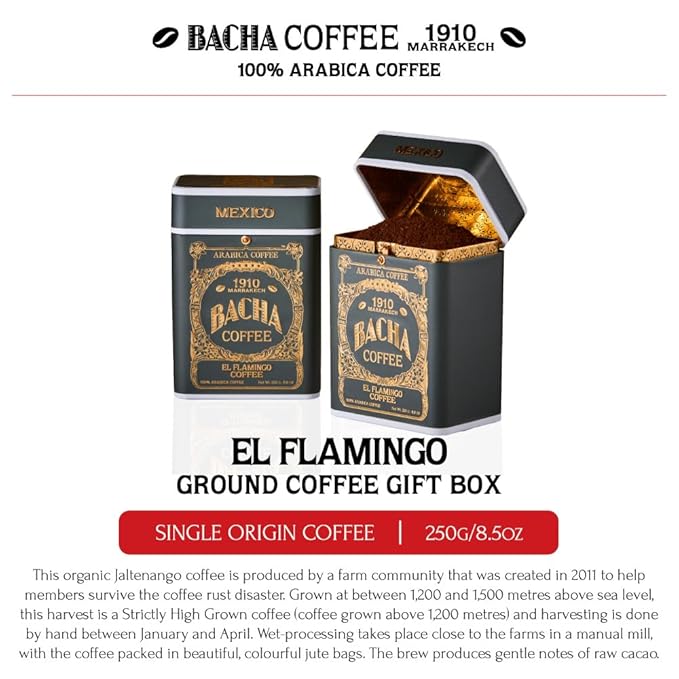 Bacha Coffee | El Flamingo Single Origin Ground Beans Medium Roast 100% Arabica Specialty Coffee 250g Signature Nomad Collection Gift Box
