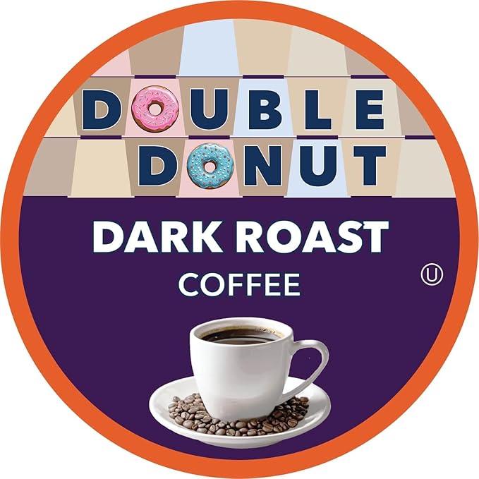 Double Donut Coffee Extra Bold Blend Dark Roast Coffee Pods Dark Roast Coffee Compatible with Keurig K Cups Brewers 72 Count