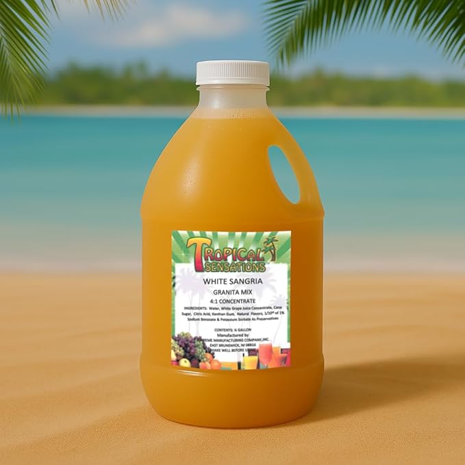 Tropical Sensations White Sangria Granita Slushie Mix – 6 Bottles 64 oz Each – Non-Alcoholic Frozen Drink Mix for Slush Machines – Bulk Case
