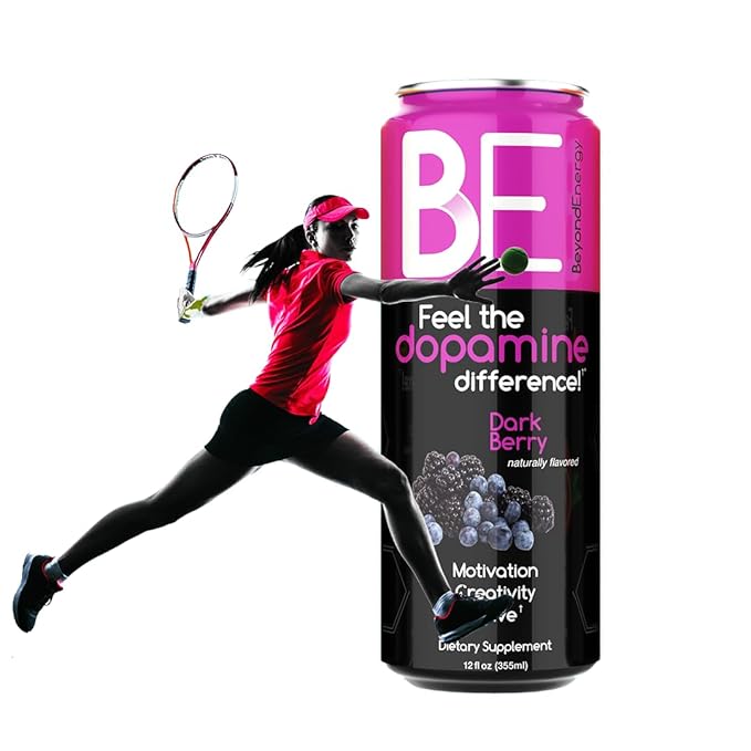 Beyond Energy - 12 Pack - Dark Berry Herbal Energy Drink Naturally Sourced L-Dopa with Mucuna Pruriens Aminos Antioxidants 200mg Caffeine - (Dark Berry)