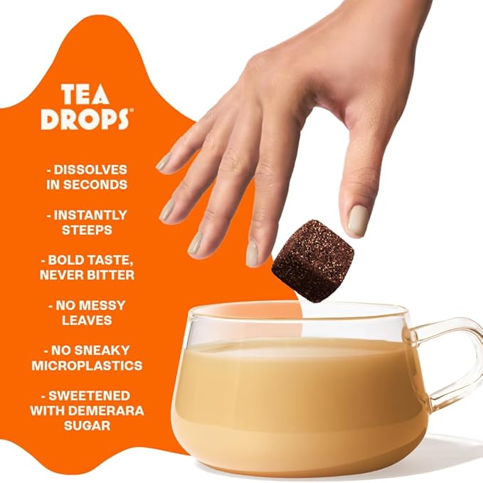 Tea Drops 30 Bulk Pack Organic Pumpkin Spice Bagless Tea - Loose Leaf Lightly Sweetened On-The-Go. Plastic-Free - Iced or Hot
