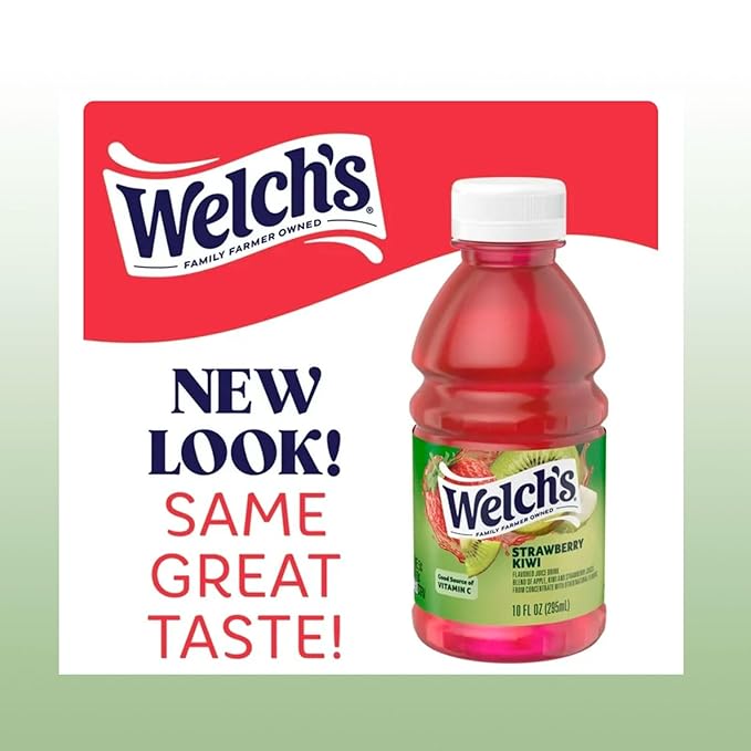 Welch’s Strawberry Kiwi Juice Drink 10 fl oz Plastic Bottle 24 Pack + 2 Reusable Snack Bags by KOOL8SHOP Infinite Deals