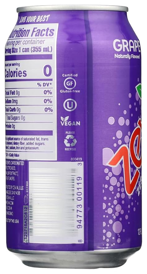 Zevia Zero Calorie Soda Grape -- 6 Cans - 2 pc