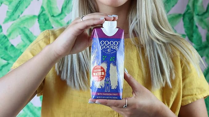 CocoGoods Co Single-Origin Natural Coconut Water with Fresh Passion Fruit Juice 16.9 fl. oz (Pack of 12)