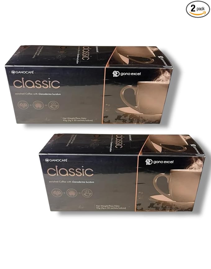 Gano Excel Classic Coffee – 2 Boxes (60 Sachets Total) – Instant Ganoderma Coffee Energizing &amp Immune Support – Rich Smooth Taste