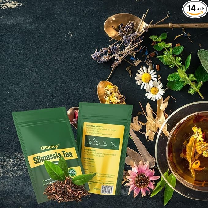 Sl-imessia Natural Herbal Tea – Digestive Support Blend with Lotus Leaf Cassia Seed Mulberry Leaf &amp Green Tea | 14 Caffeine-Free Tea Bags | by Robutop