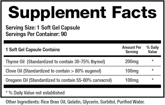 BioMatrix Oil Blend of Thyme Oregano Clove Digestive Supplement for Men and Women GI Repair Softgels | Microb-Defend (90 Capsules)