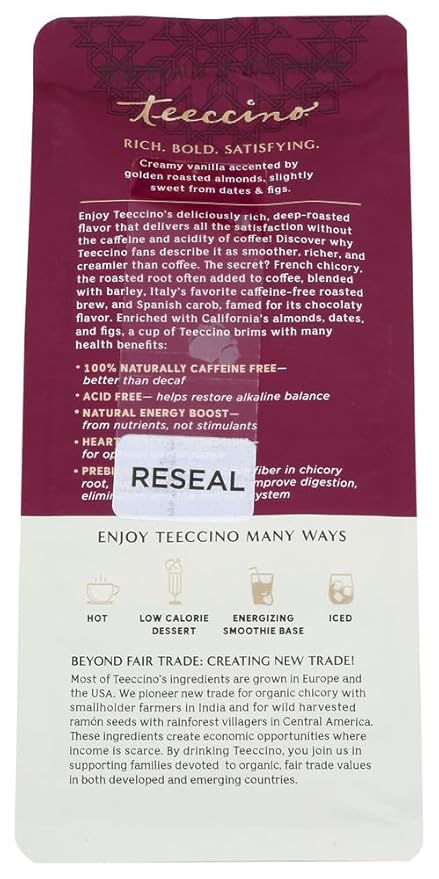 Teeccino Mediterranean Herbal Coffee - Vanilla Nut44 11 Ounce44 Case Of 6