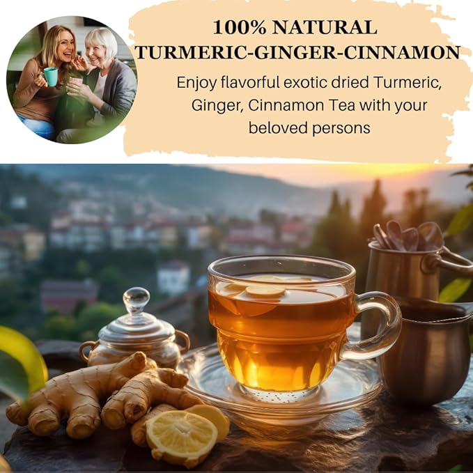 VIDA FARM 50 Turmeric Ginger Cinnamon Tea Bags 100% Natural Ginger Cinnamon Turmeric Tea Te De Curcuma Jengibre Herbal Tea Sugar Free Caffeine Free Gluten Free