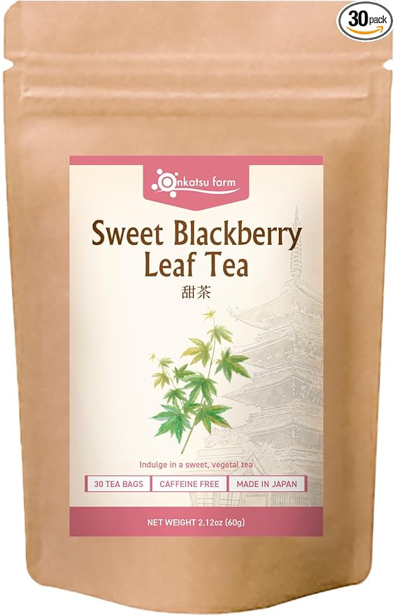 Onkatsu Farm Sweet Blackberry Leaf Premium Japanese Tea Bags Bold Herbaceous Flavor Hot or Iced Caffeine Free 30 Total Tea Bags