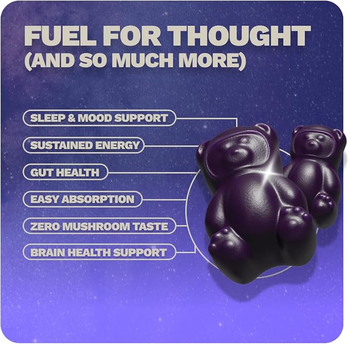 Nutrops Sugar-Free Lions Mane Mushroom Gummies for Adults Functional Nootropics Herbal Brain Supplement for Energy Brain Health Cognitive Memory &amp Focus Reishi Chaga Cordyceps - 28 Day Sup
