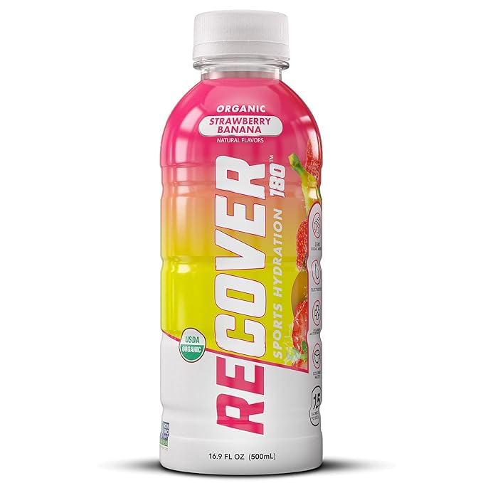 RECOVER 180 Organic Sports Hydration Drink No Sugar Added 20 Calorie Sports Beverage Organic Flavors With Vitamins Potassium-Packed Electrolytes (16.9 Fl Oz (Pack of 12) Variety Pack)