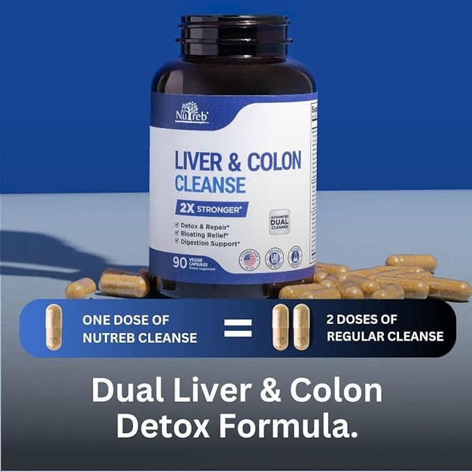 Liver Detox &amp Colon Cleanse - 2X Stronger - Liver Cleanse Detox &amp Repair - Colon Cleanser &amp Detox - Premium Milk Thistle Supplement - Men &amp Women - Vegan 90 Capsules