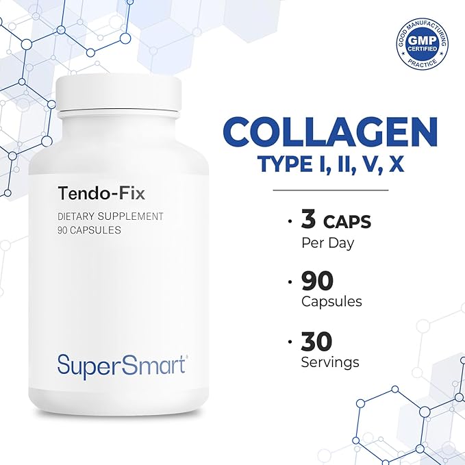 Supersmart - Tendo-Fix 750 mg Per Day - Increases Joint Mobility with Collagen | Non-GMO &amp Gluten Free - 90 Vegetarian Capsules