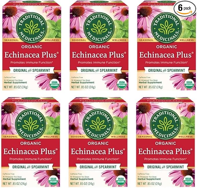 Traditional Medicinals Organic Echinacea Plus Herbal Tea - 16 Tea Bags - Case of 6