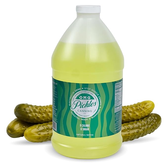 OMG Pickles Dill Pickle Juice for Leg Cramps – Natural Pickle Juice Sports Drink for Cramp Relief &amp Hydration – Pickle Juice Sport Recovery with Electrolytes – Dill Pickle Juice Half Gallon Bottle