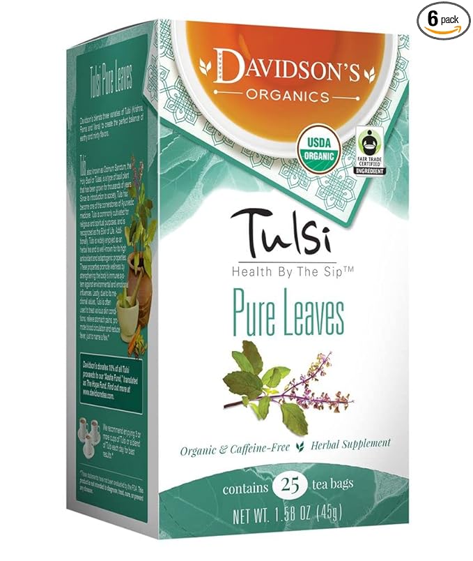 Davidson's Organics Tulsi Pure Leaves 25-count Tea Bags Pack of 6
