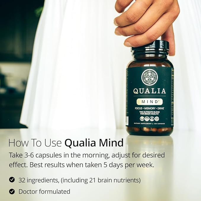 Qualia Mind — Beat Brain Fog | Doctor-Formulated Premium Brain Nourishment | Fuel Focus Drive &amp Energy | 32 Ingredients Including Lion’s Mane Cognizin™️ Ginkgo &amp More| 2 Week Supply*