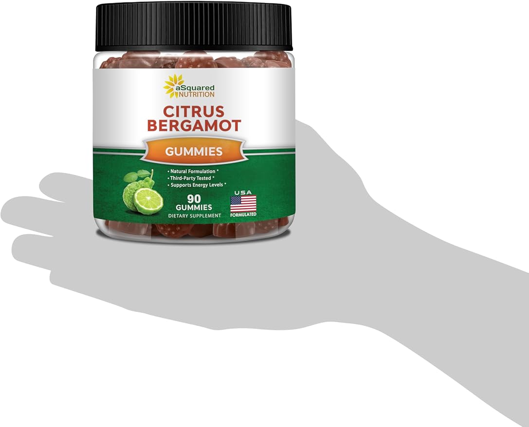 aSquared Nutrition Citrus Bergamot Gummies - Citrus Bergamot Extract Supplement 500mg Per Serving - Pure Gummy Alternative to Capsules &amp Pills