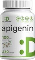 Apigenin 100mg Per Serving 240 Capsules – Raw Plant Extract from Chamomile Flower – Active Bioflavonoids &amp Antioxidants – Sleep &amp Relaxation Supplement – Non-GMO