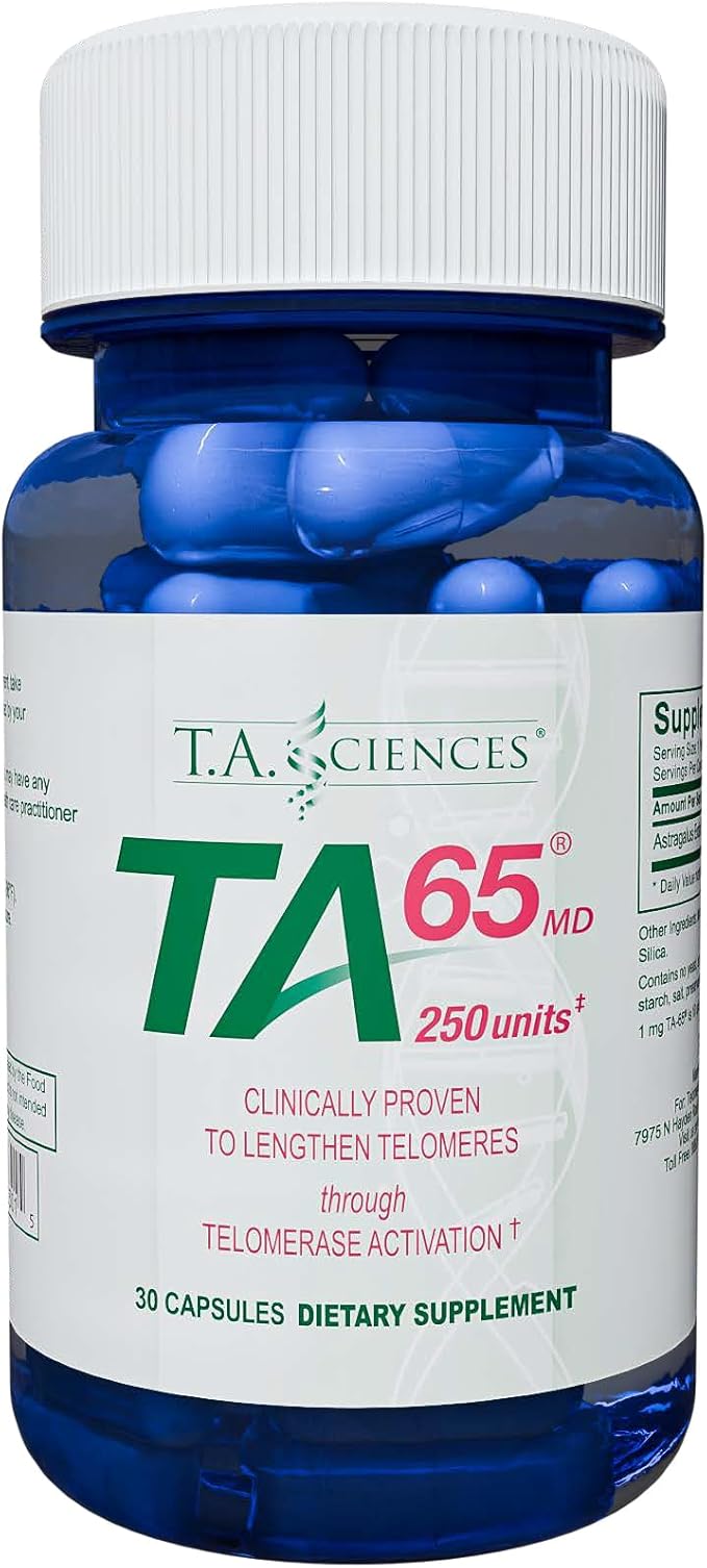 T.A. Sciences TA-65 Telomere Activation Supplement 2.5 Times Potency Telomerase 30 Capsules