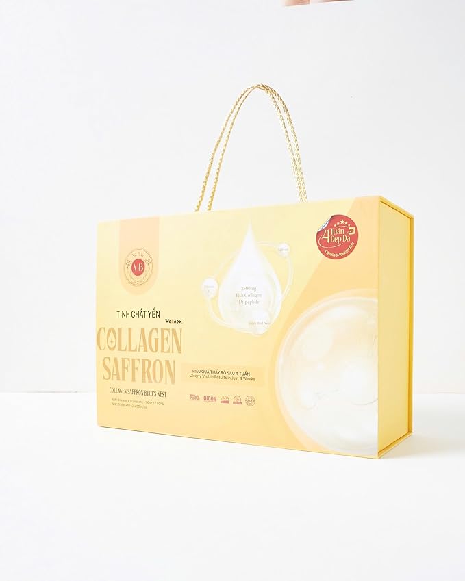 Yeahgoshopping Collagen Saffron Essence Drink – Fish Di-Peptide 2500mg with Vitamin C 30 Sachets 4-Week Skin Radiance Support Japan Breakthrough Technology
