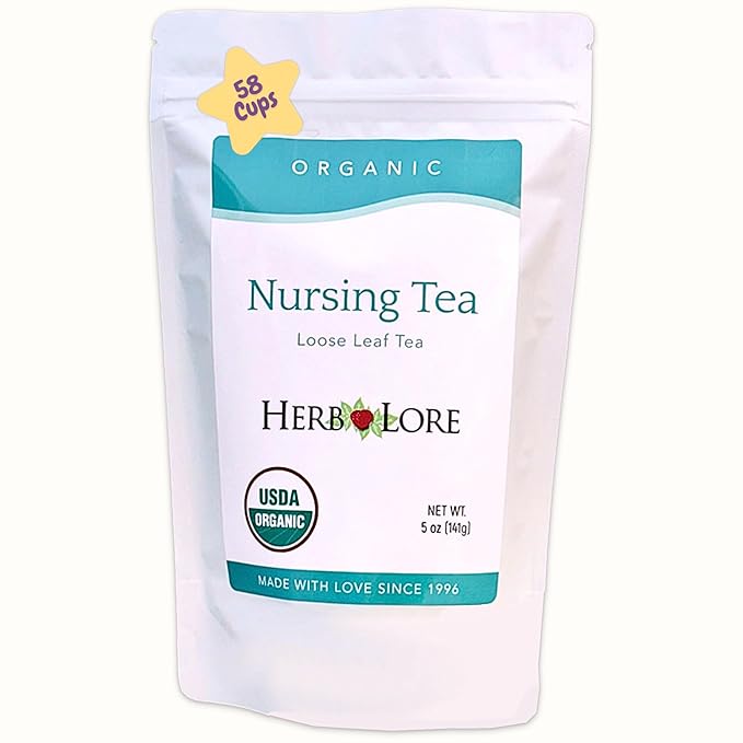 Herb Lore Organic Nursing Tea - 58 Servings - Loose Leaf - Fenugreek Free Lactation Tea with Moringa for Breastfeeding Moms