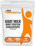 BulkSupplements.com Goat Milk Whey Protein Concentrate Powder - Goat Whey Protein Powder Unflavored &amp Gluten Free 30g per Serving 500g (1.1 lbs) (Pack of 1)