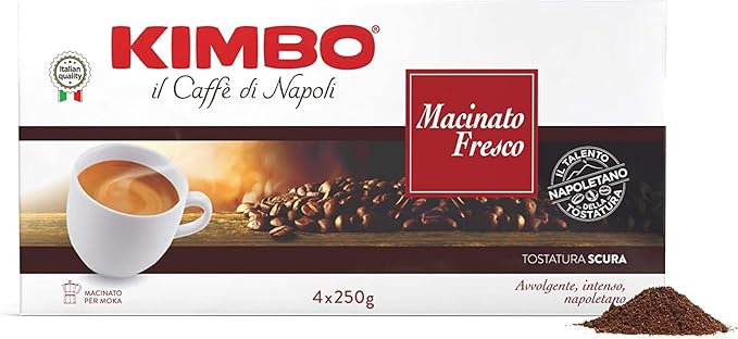 Kimbo Macinato Fresco 4 buste da 250g Imported from Italy