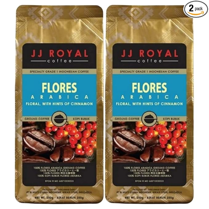 JJ Royal Coffee Flores Arabica 200g Ground Coffee (Pack of 2)