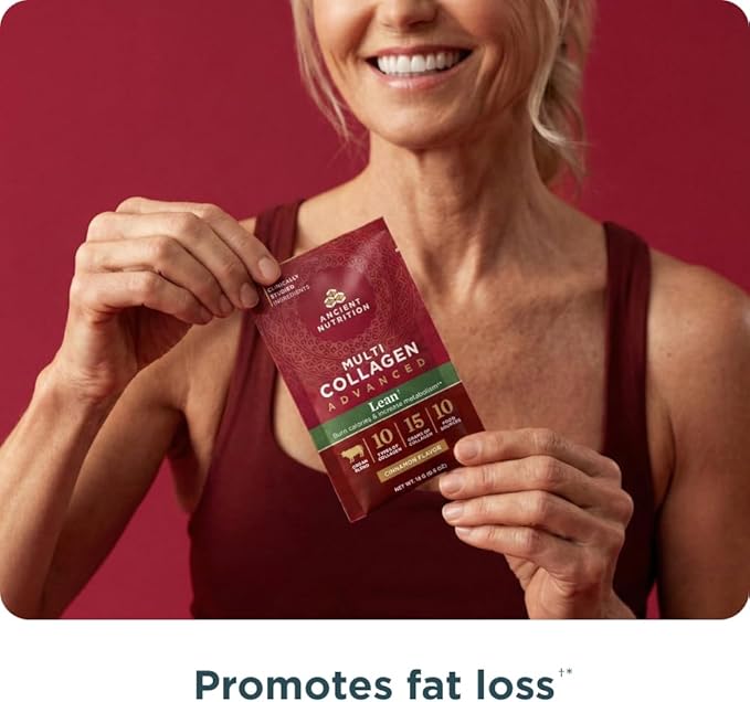 Ancient Nutrition Advanced Hydrolyzed Collagen Peptides Powder Protein Lean with Probiotics and Vitamin C Cinnamon for Women &amp Men Supports Healthy Weight Management &amp Muscle Building 8 Pa