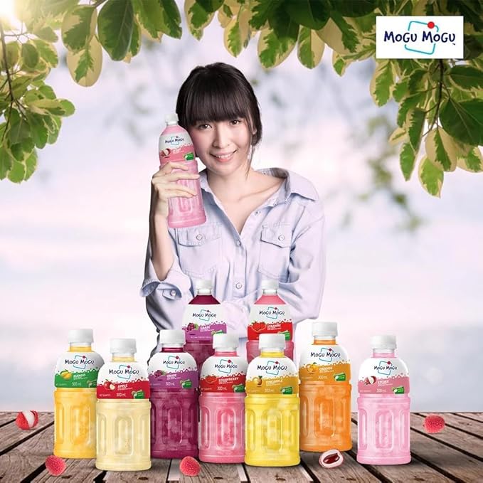 Mogu Mogu Lychee Juice with 25% Nata De Coco 33.8 Fl Oz (Pack of 12)