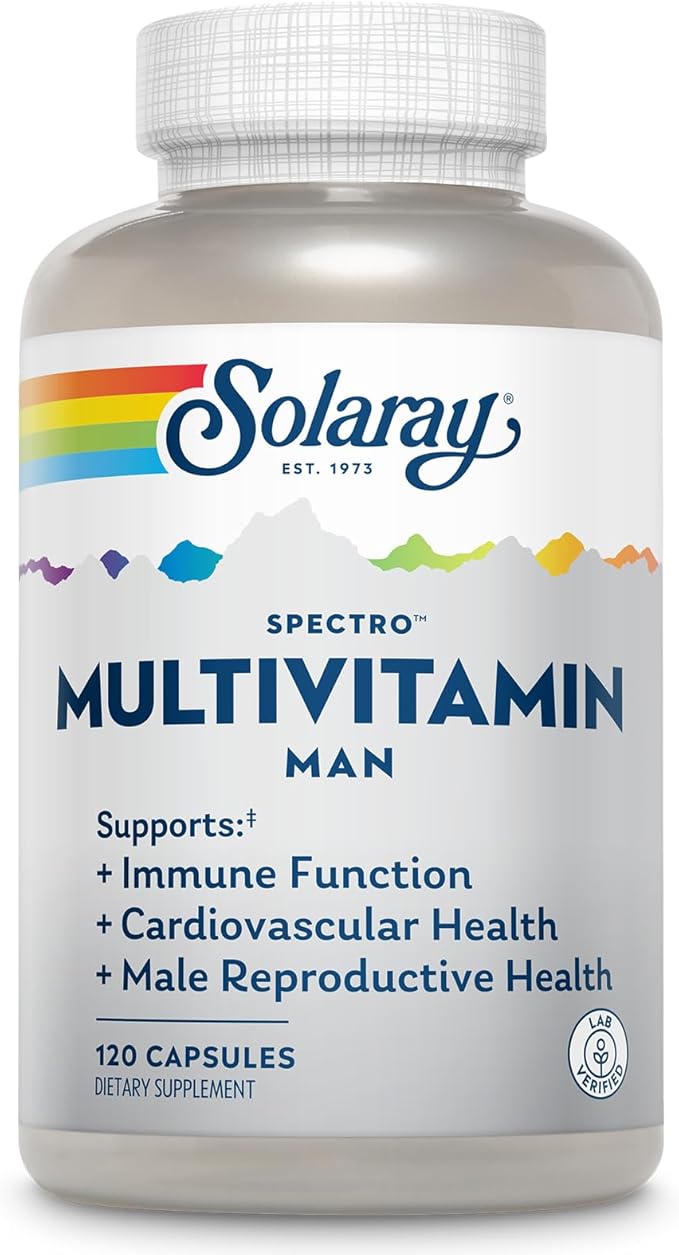 SOLARAY Spectro Multivitamin for Men - Cellular Energy Heart Health Immune Support - 45 Vitamins and Minerals w/Vitamin A Vitamin C D Zinc Digestive Enzymes CoQ10 60-Day Guarantee 30 Serv.