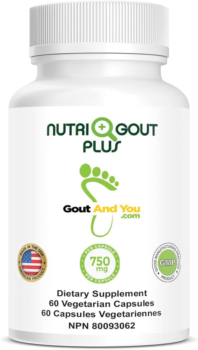 Gout and You NutriGout Plus - Uric Acid Support Premium Formula - 60 Vegetarian Capsules - 750 mg per Capsule