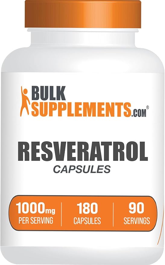 BulkSupplements.com Resveratrol Capsules - Resveratrol Supplement Antioxidants Supplement Resveratrol 1000mg - Gluten Free 2 Capsules per Serving 180 Count (Pack of 1)