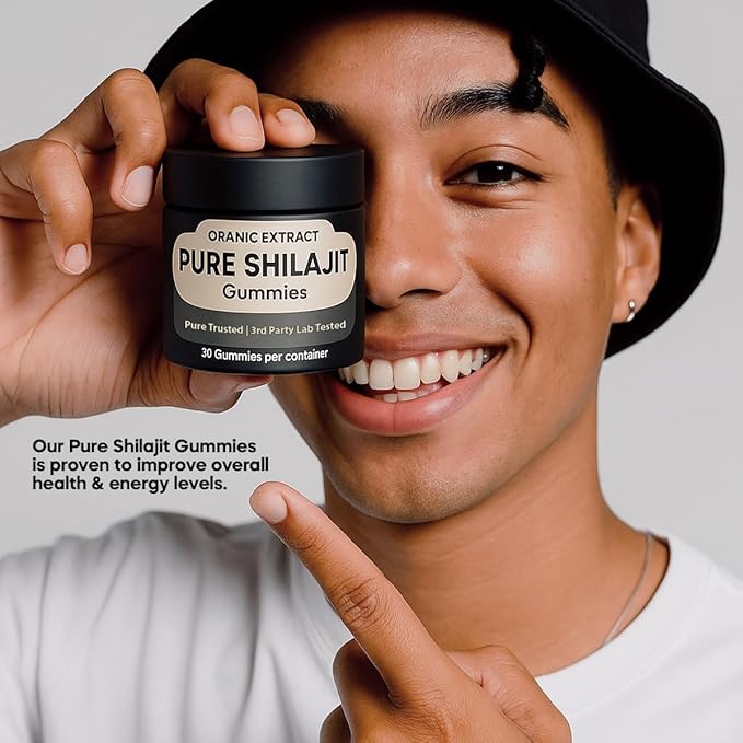 Shilajit Gummies–Himalayan Source 9000mg Energy &amp Immune Support for Men &amp Women Fulvic Acid + 85 Trace Minerals Manuka Honey Flavor Organic Non-GMO 30 Vegan Gummies