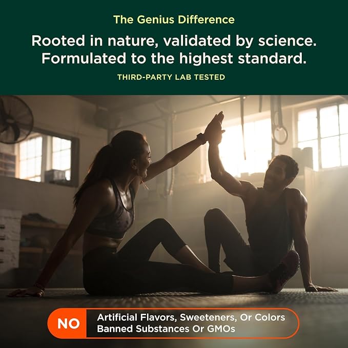 The Genius Brand Genius Lion's Mane - Plant-Based Supplement for Memory Focus &amp Mood Support - Organic &amp Non-GMO - 120 Veggie Capsules