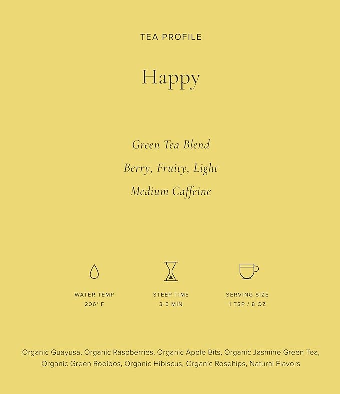 Art of Tea | Organic Happy Tea | Organic Green Tea | 12 Pyramid Tea Bags Sachets
